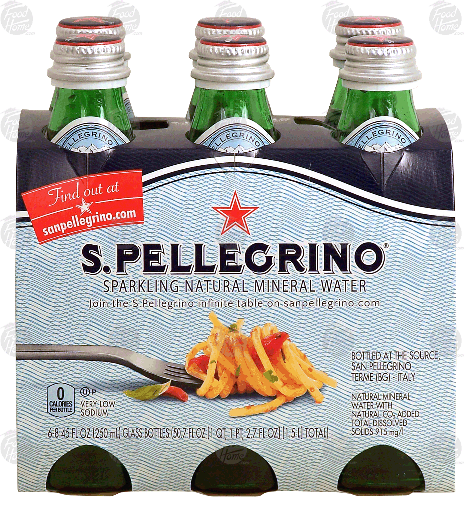 S. Pellegrino  sparkling natural mineral water, 6- 8.45 fl oz glass bottles Full-Size Picture